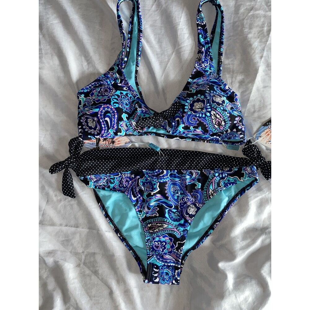 Bikini Swim Set Bingo Surf Women’s Swimwear 2 Piece Large Blue NWT